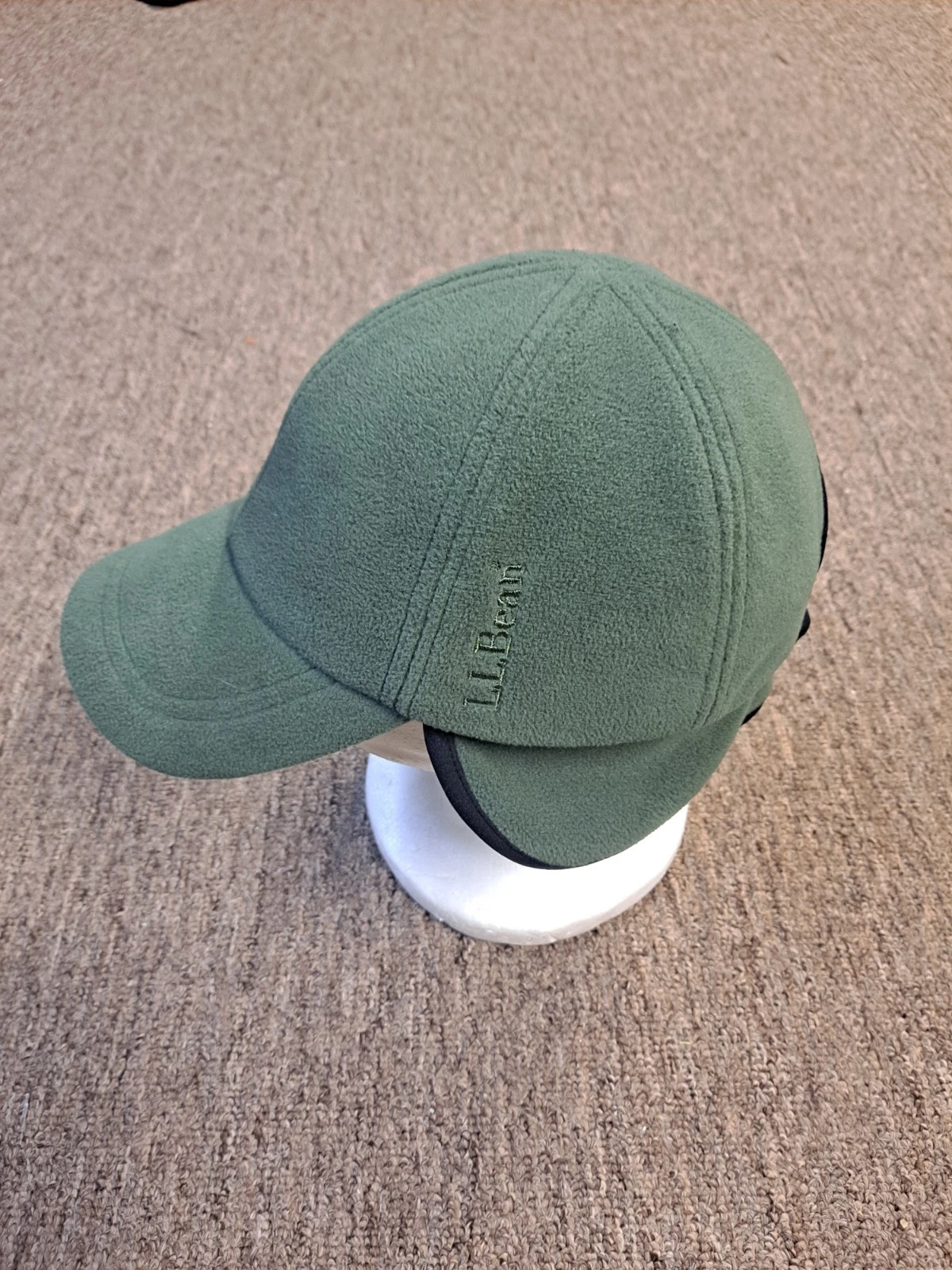 LL Bean Hat Cap One Size Green Trapper Ear Flap Fleece Outdoor Polartec Mens