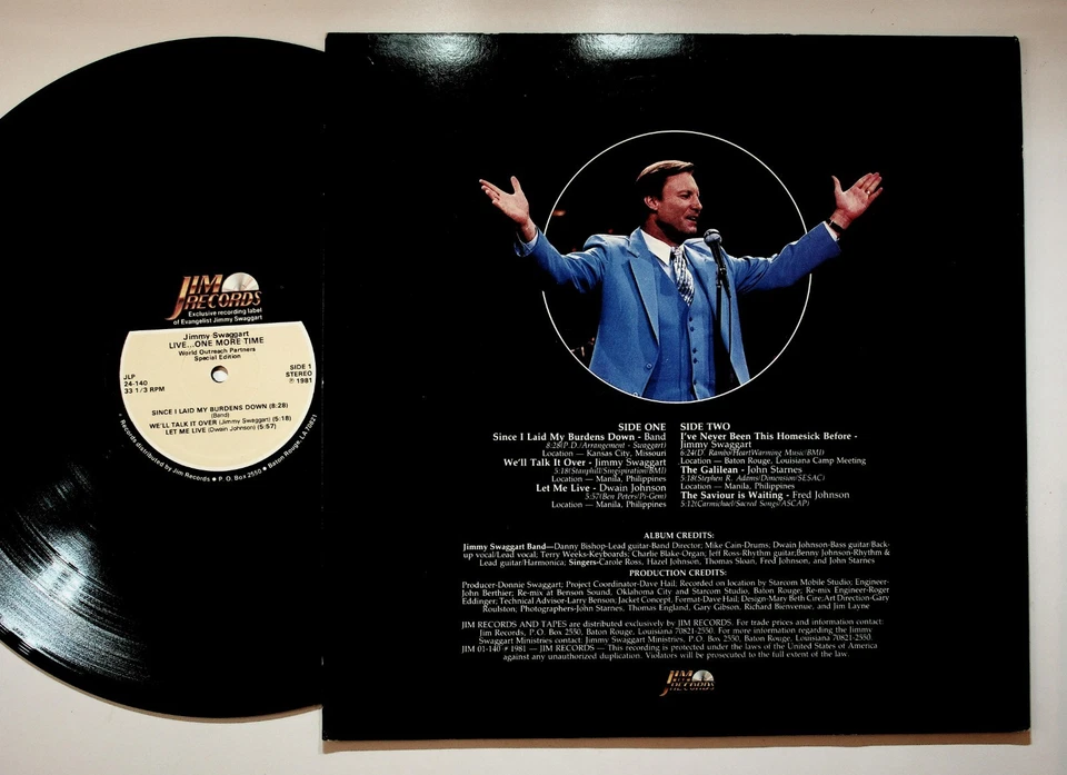 Jimmy Swaggart Live One More Time LP 1981 Jim Records Gospel - Imagem 2 de 4