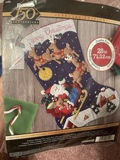Bucilla 28" CHRISTMAS NIGHT Santa Claus Jumbo Stocking Felt Applique Kit 86740
