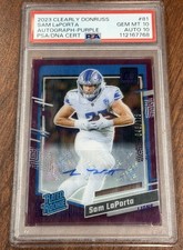 2023 Clearly Donruss Sam Laporta #81 Purple PSA 10/10 Auto Gem Mint Rookie RC
