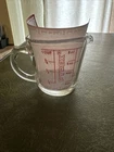 Vintage Pyrex Measuring Cup 508 1 Cup Red Lettering Closed D Handle USA-OZ ML