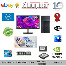 Postazione PC Dell T1650 4 Uscite Video i5 8GB SSD+HDD Monitor 24" FHD Wireless