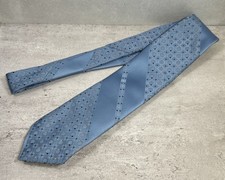 Vintage 1970s Sears Men Store Tie 55  x3  Light Blue Brown Geometric Thick Retro