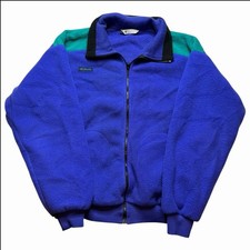 Vintage Columbia Made in USA Purple Green Full Zip Fleece Jacket Men's Large