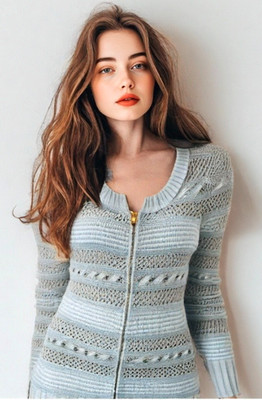 Sleeping On Snow Wool Sweater Womens Size Small Pixie Dust Zip Metallic Blue