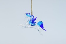 Hanging Pegasus Blue Purple Clear Figurine of Blown Glass Crystal