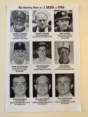 Roger Clemens Hal Lanier Tim Pyznarski 1986 Baseball Publication 6X9 Picture