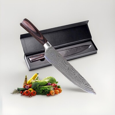 8 Inch Pro Kitchen Chef Knife High Carbon Stainless Steel Damascus Ergonomic