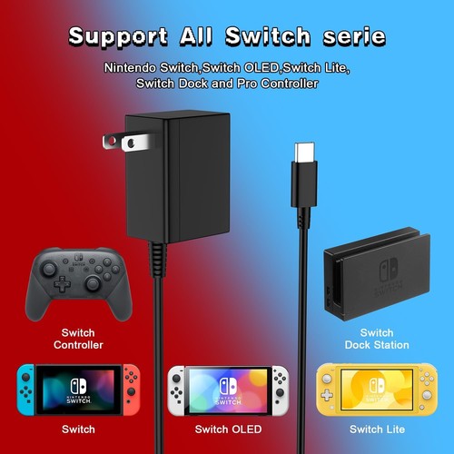 AC Power Supply for Nintendo Switch Adapter Home Wall Travel Charger Cable Plug - Picture 3 of 6