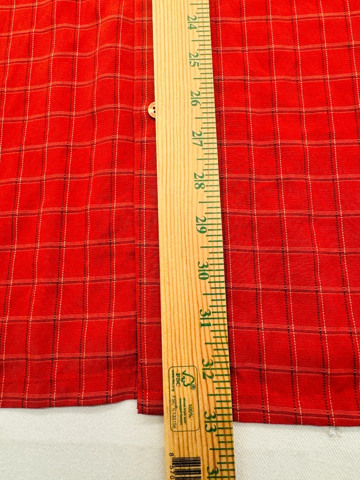 Bugatchi Uomo Long Sleeve Button Up Mens XL Red Check Dress Shirt 2338 - Image 4 of 4