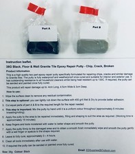 38G Black. Floor & Wall Granite Tile Epoxy Repair Putty - Chip, Crack, Broken 