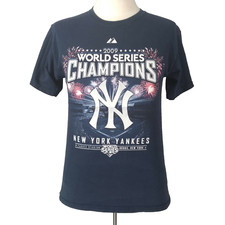 New York Yankees shirt adult medium blue World Series champion Majestic cotton