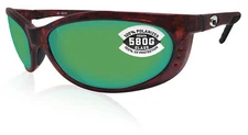 Costa Del Mar Fathom Tortoise Frame Green Mirror 580G Glass Polarized Lens