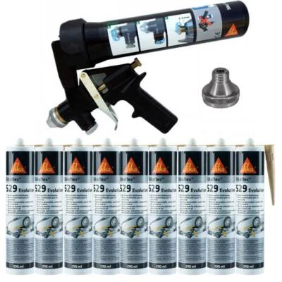 Spraygun Pistole Unterbodenschutz Klebe Dichtmasse + 9 Kartuschen Sikaflex 529