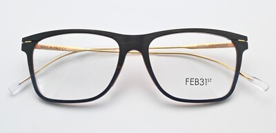 FEB31ST Eyeglasses JESSY C007904009 Gold Brown Wood Rectangular Square Ultra ...