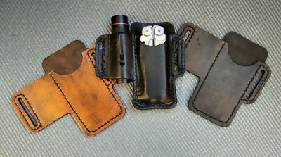 Handmade leather pouch for Leatherman multitool and flashlight