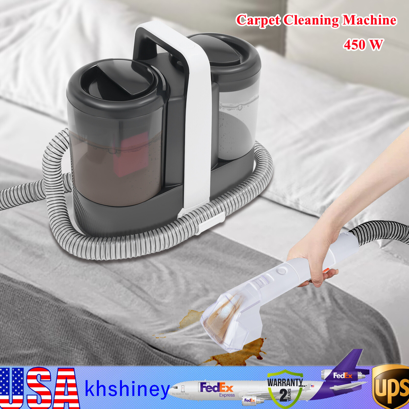 450W Powerful Carpet & Upholstery Cleaner for Carpets Sofas Curtains-image