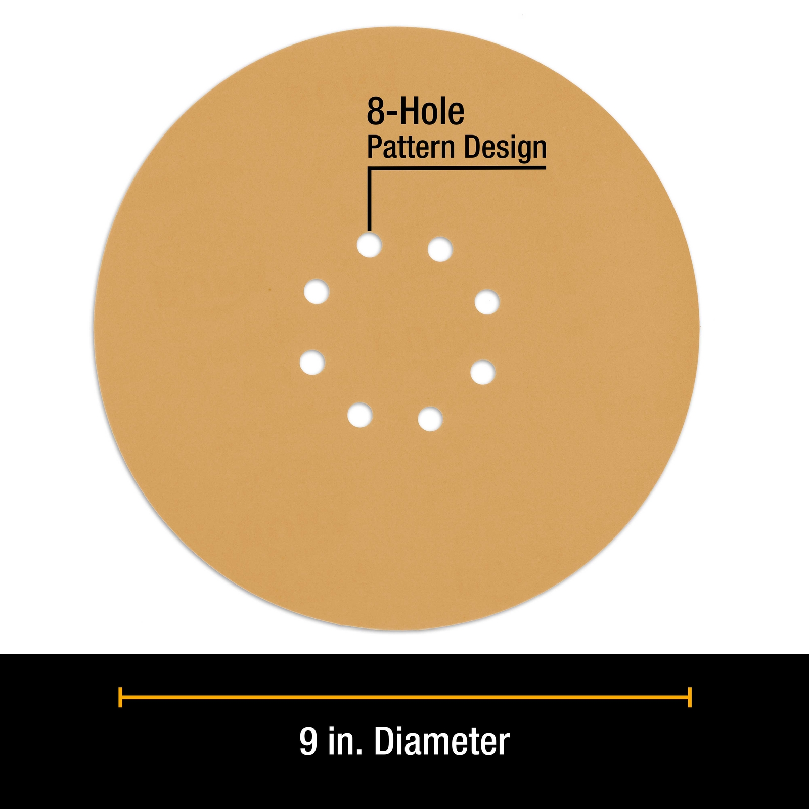 10 - 9" Drywall Sanding Discs, 120 Grit - 8 Hole Pattern Hook & Loop Sandpaper