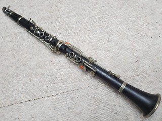 old wooden Clarinet in C open holes 4 rings