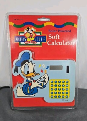Disney's Mickey For Kids 1990s Donald Duck Solar Powered Soft Calculator New