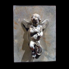 Angel-Eros with Trumpet Wall Relief Sculpture Plaque