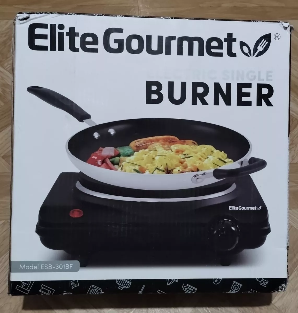 Elite Gourmet ESB-301BF Countertop Single Cast Iron Burner, 1000 Watts  Electric Hot Plate, Temperature Controls, Power Indicator Lights, Easy to