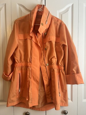 Tyler Boe Newport Rain Slicker Jacket Raincoat Womens Orange Size Medium Hooded