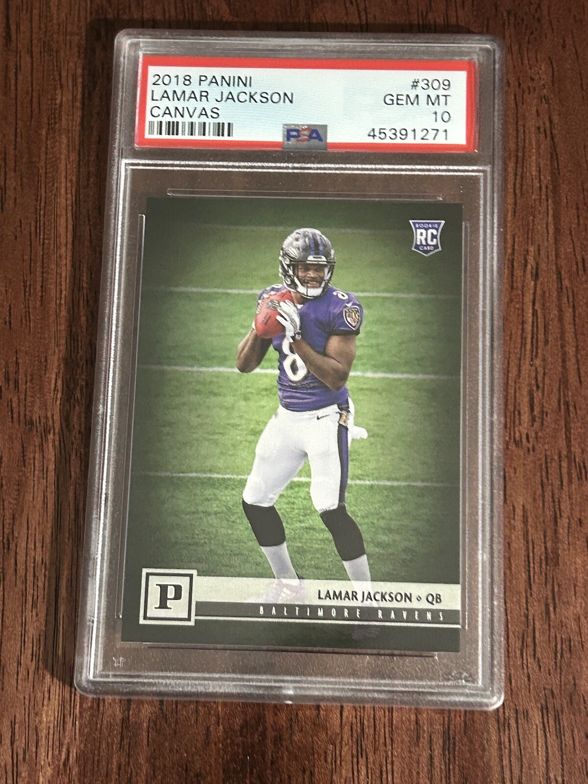 2018 Panini Lamar Jackson #309 Canvas RC PSA 10 Gem Mint Rookie Baltimore Ravens