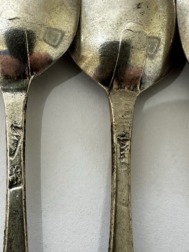 SET DI 6 CUCCHIAINI DA TÈ ANTICO GEORGE II modello hannover argento massiccio c1760 - Foto 6 di 6