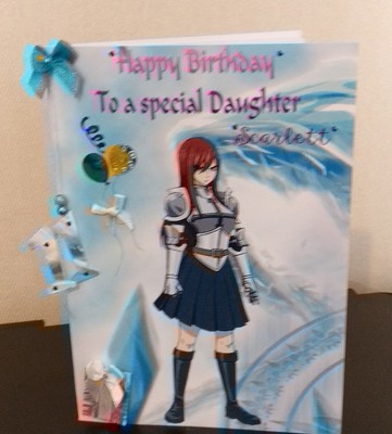 Handmade Personalised Anime Fairy Tail Erza Scarlet Birthday Card Ebay