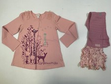 Naartjie Girls Pink 100 Cotton Long Sleeve Tee Ruffled Hem Pant 2Pc Set 8 9