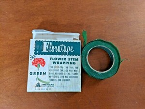 Antique 1960s Floratape Flower Stem Wrapping in Green, Self Sealing