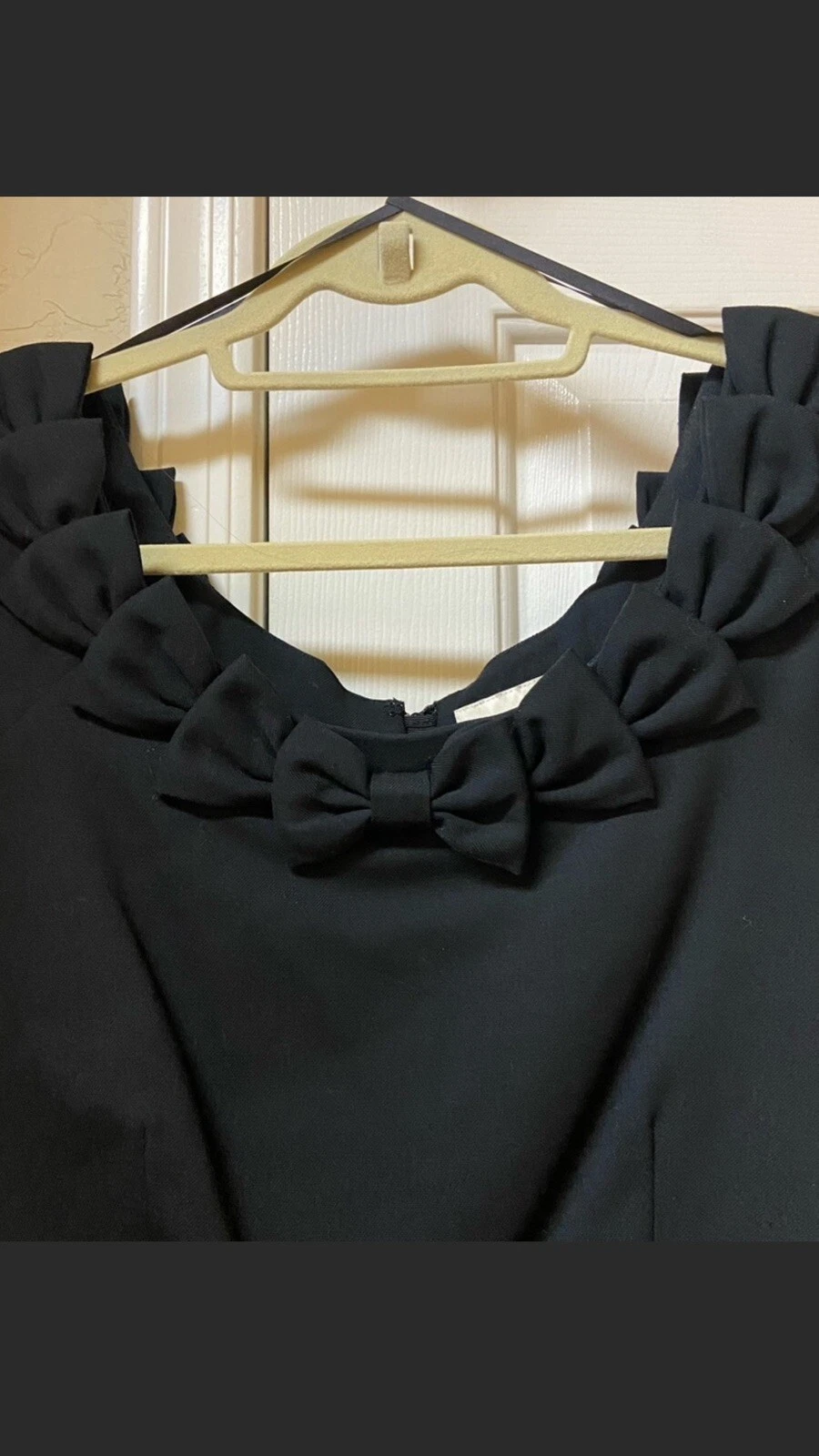 Abito crepe Kate Spade 8 ragazza mini fiocco scollo scollo lusinghiero matita nera