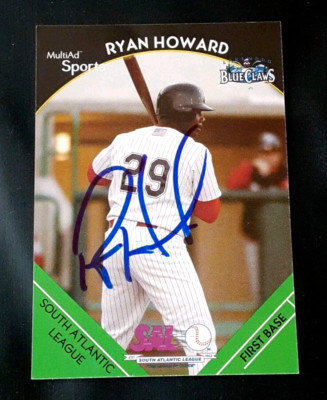 Ryan Howard Rookie RYAN HOWARD PHILLIES AUTOGRAPHED SIGNED 2002 MINOR LEAGUE ROOKIE ...