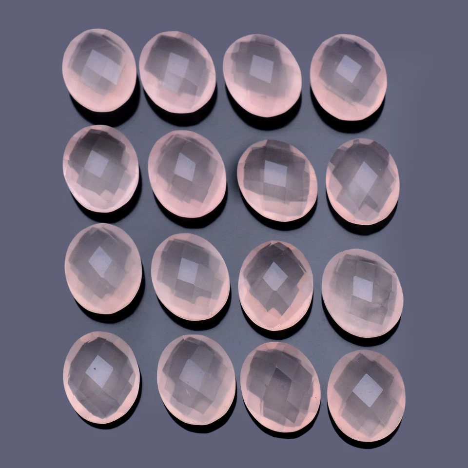 Natural Pink Rose Quartz Loose Gemstone 12mmx10mm Oval Briolettes For Jewelry - Image 3 of 4