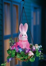 NEW 19" Lighted Hanging Easter Bunny In A Basket. Easter Lights Collectable