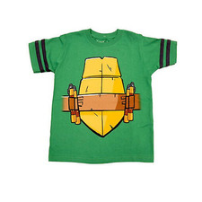 Youth Kids Mutant Ninja Turtles TMNT Shell Striped Sleeves Halloween Costume Tee