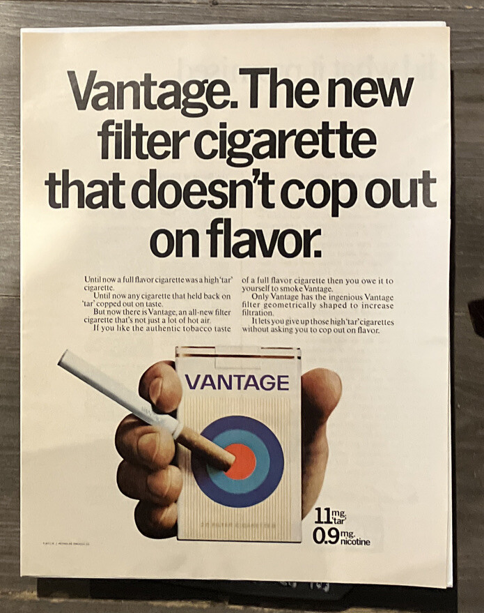 ヴィンテージ、年代物のはがき(1点800〜1000でバラ可能) Vantage Filter Cigarettes Ad 1971 Vintage Magazine Print | eBay