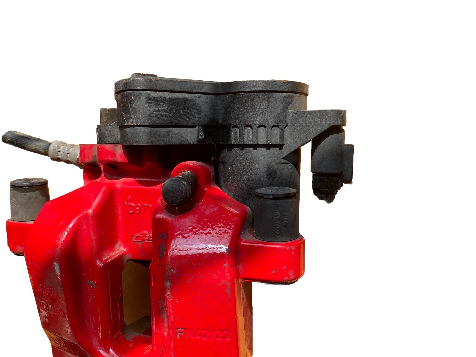 2017-20 MASERATI LEVANTE REAR RIGHT BRAKE CALIPER ACTUATOR BRACKET RED M161 M157