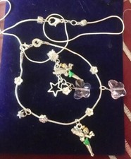 Tinkerbell& Crystalbutterfly  Silver 18”*chain”+Bracelet.