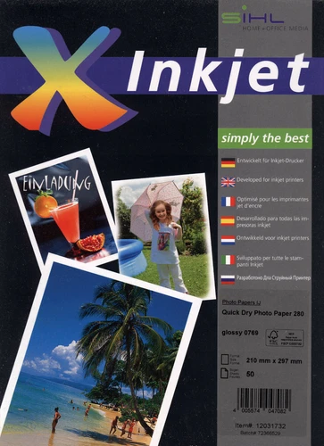 SIHL Fotopapier 1000 Blatt Inkjet A4 HOCHGLANZ 280g PREMIUM PHOTOPAPIER für foto