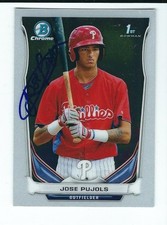 Autographed 2014 Bowman Jose Pujols Philadelphia Phillies card #BCP87 with COA