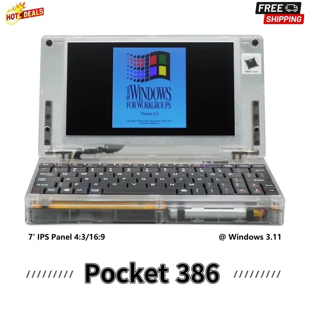 New Pocket386 Retro Computer 386sx CPU DOS Computer Hand386