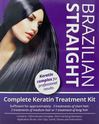 BRASILIANISCHES GERADES KOMPLETTES KERATIN-BEHANDLUNGSSET FÜR ZUHAUSE 100 ML - KOSTENLOSER VERSAND IN UK!
