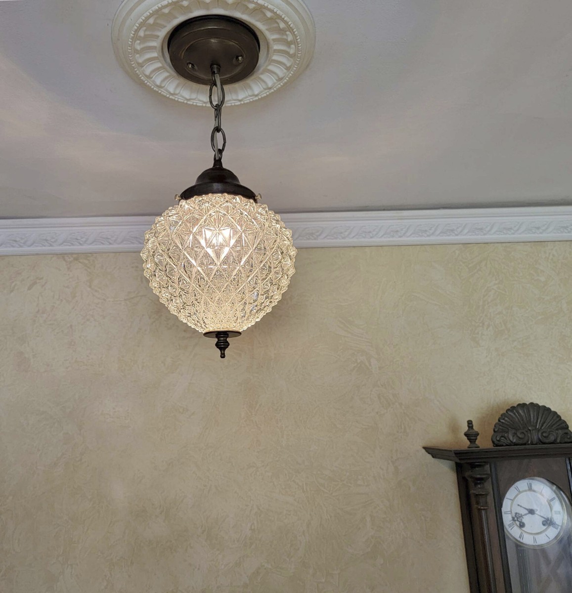 アンティークライト 347c Antique vintage 1910's 30's glass ceiling light fixture