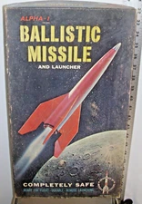 ALPHA-1 BALLISTIC MISSILE ROCKET KIT 1958 BY AMSCO BOXED