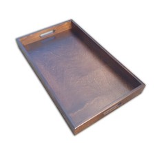 Large Wooden Serving Tray 50 cm Long, Painted in Brown Colour