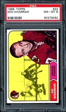 1968-69 TOPPS NHL Hockey #22 Ken Wharram PSA 8 NM-MINT Chicago Black Hawks Card