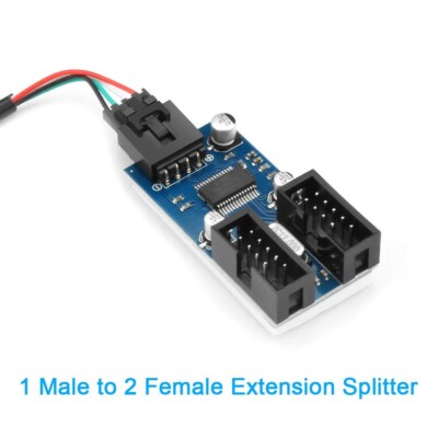 2 Stück Motherboard USB 2.0 Splitter – 9 Pin Auf Dual 9 Pin, Abgeschirmtes Kabel, Für PC-Erweiterungen
