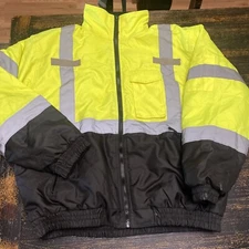 Radians Class 3 Two-in-One Highly Visible Lime & Black Bomber Safety Jacket XL